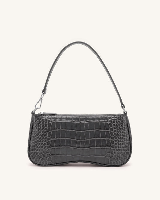 Eva Shoulder Handbag - Gray Croc