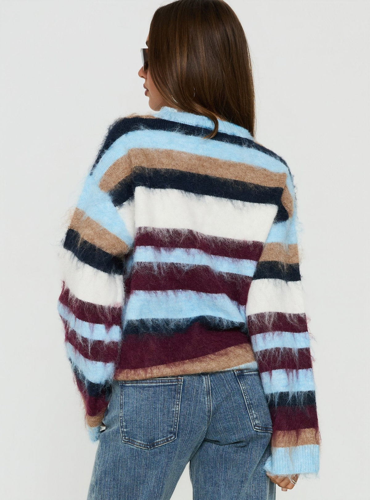 Ellissah Fluffy Sweater Blue Multi Stripe