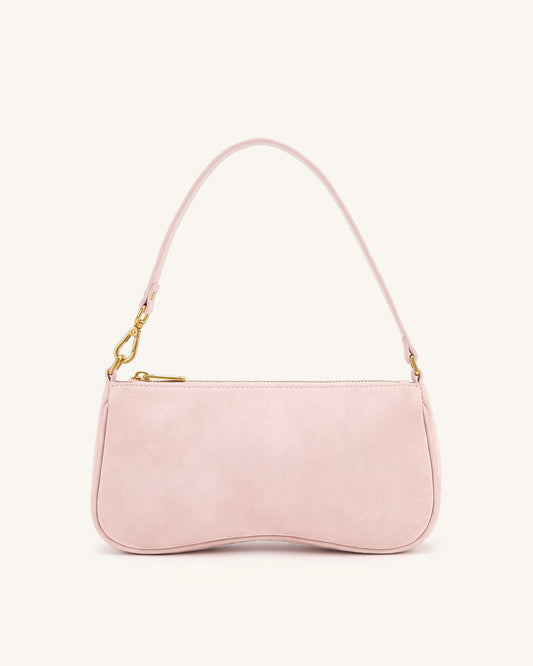 Eva Faux Suede Shoulder Handbag - Pink