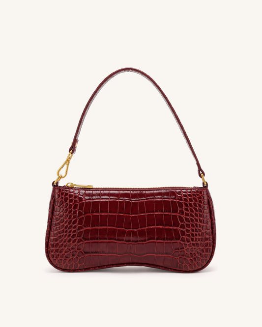 Eva Shoulder Handbag - Deep Red Croc