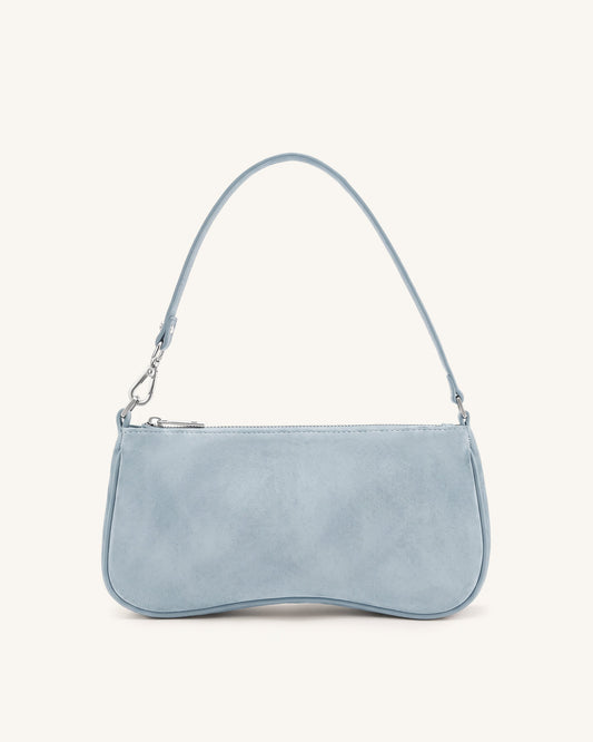 Eva Faux Suede Shoulder Handbag - Sky Blue